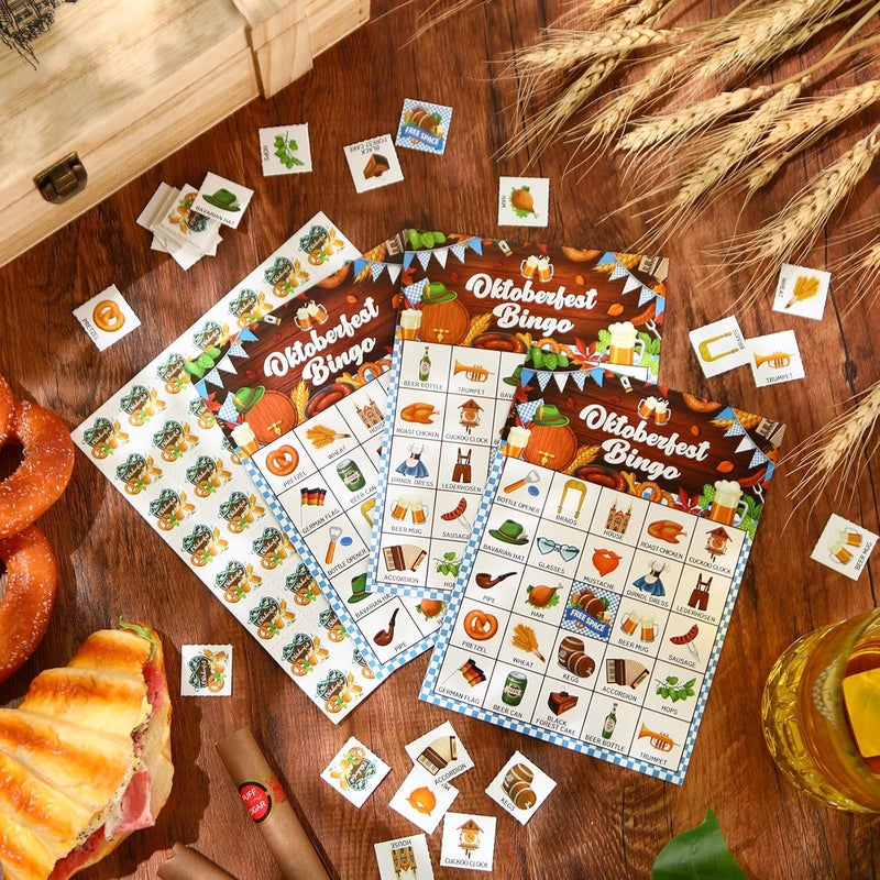 Shappy 35 Pcs Oktoberfest Bingo Games 24 Players Beer Festival Bingo Cards German Party Favors for Boys Girls Adults Family Classroom Activities Oktoberfest Birthday Party Supplies - Image 3